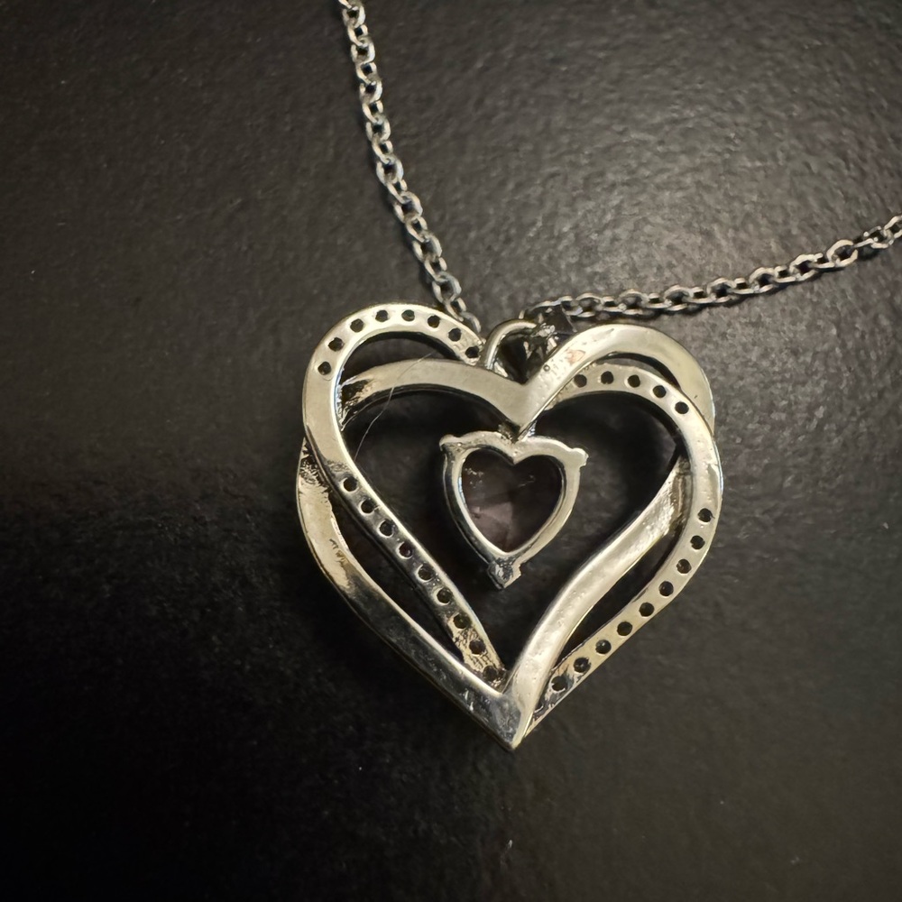 Silvertone with Pink Heart Memory Necklace - “Love You For Always & Forever”NWOT - Picture 4 of 4